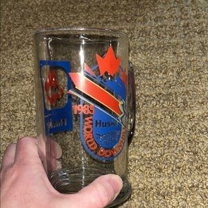 Vintage 1985 World Downhill Ski Racing Glass Mug